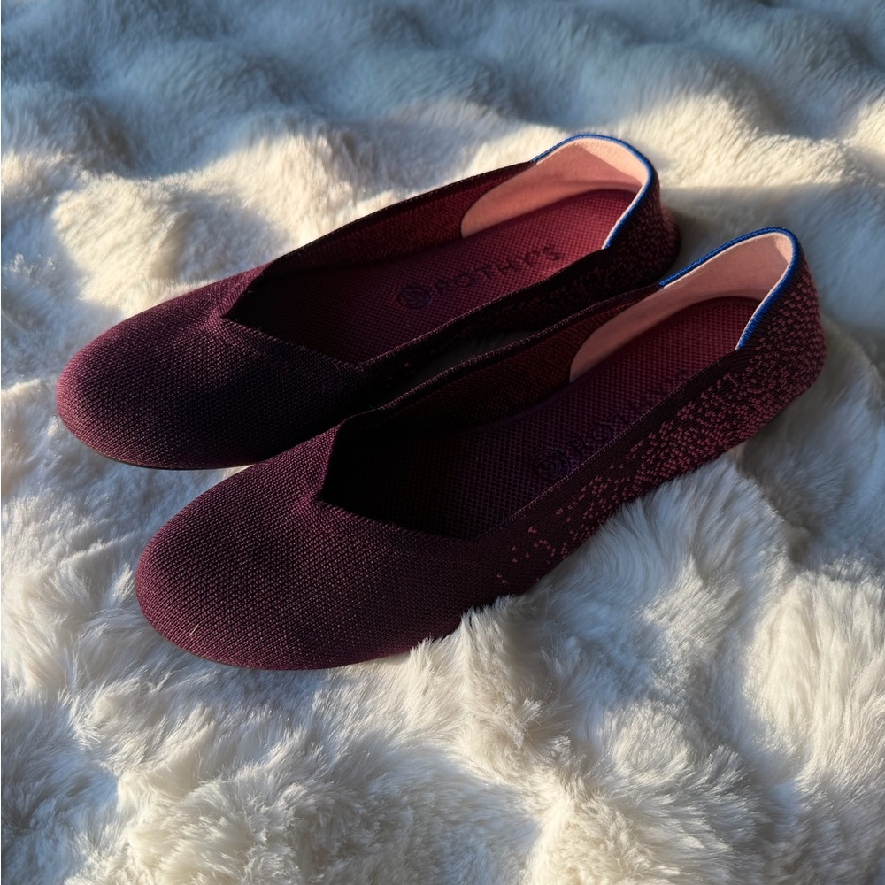 Rothys Retired Fig Python Flats Rubber Size 11 - image 4